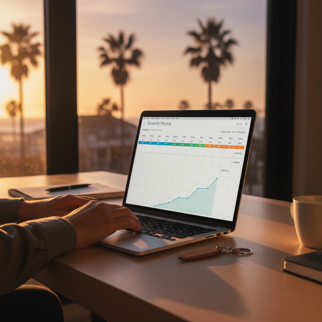 Dynamic pricing calendar workspace, Mission Beach view, San Diego Airbnb revenue lift - OODA Management